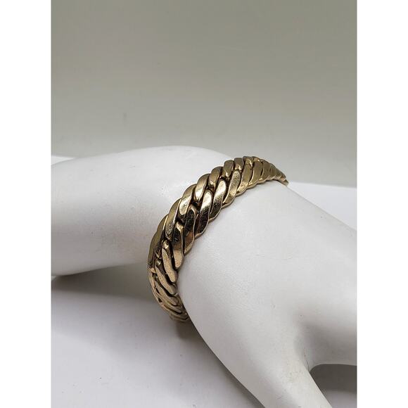 Vintage Coro Gold Tone Buckle Link Bracelet DES PAT PEND 1950s Chain Style - Picture 8 of 9